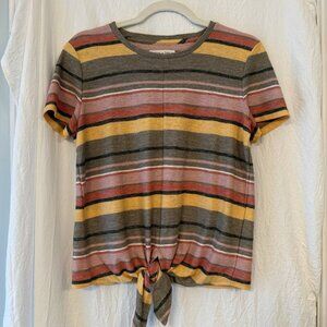 Madewell J. Crew Women's Striped Tie-Front Top Size Small Autumn Tie Front